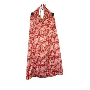 J. Crew Orange White Floral Cotton Halter‎ Dress Size 12 Summer Beach Vacation